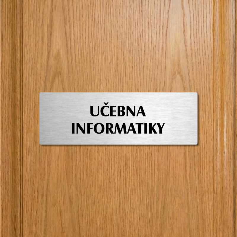 Učebna informatiky, 240x79mm, stříbrná popiska s imitacemi šroubků